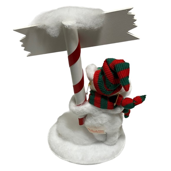 Annalee North Pole Sign White Bear w Glasses 2003 Christmas Decoration - Picture 9 of 12